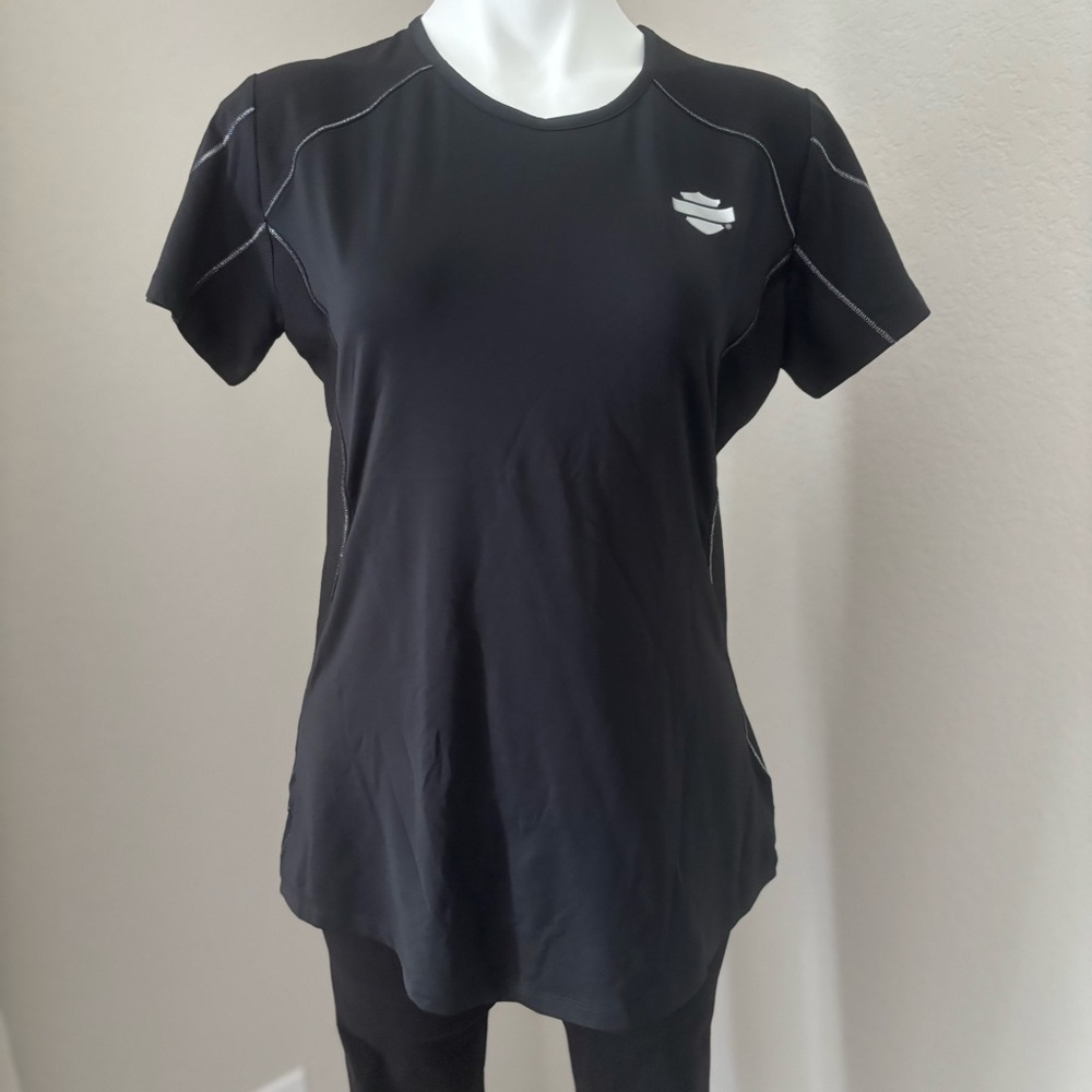 Harley-Davidson Women's Vented Performance B&S Logo Black Short Sleeve T-Shirt